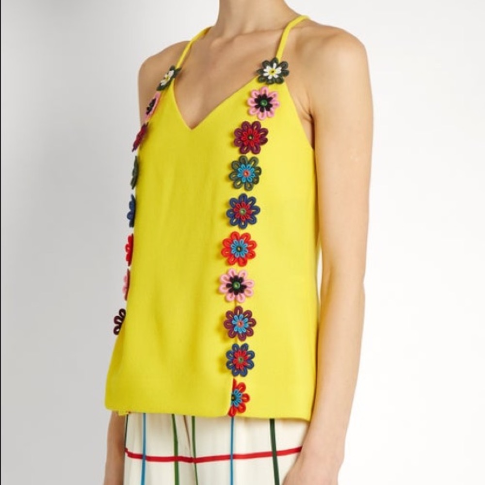 NEW Mary Katrantzou Floral-lace Embellished Top